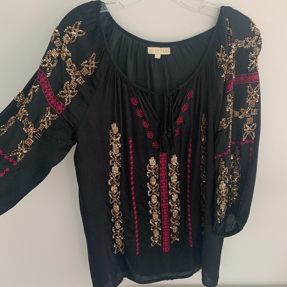 Rubyyaya Beaded Peasant Blouse